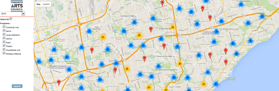 Interactive Map of Toronto Arts Council Funded Activity throughout the City