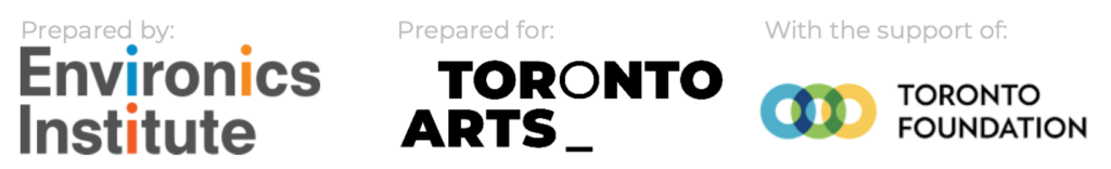 Logo bar reads: prepared by Environics Institute, prepared for Toronto Arts, with the support of Toronto Foundation