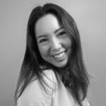 A black and white photo of Sarah Ammendolia